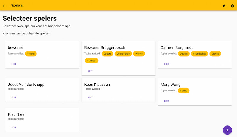 Select players screen