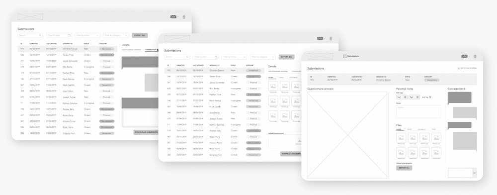 Whistleblower wireframes